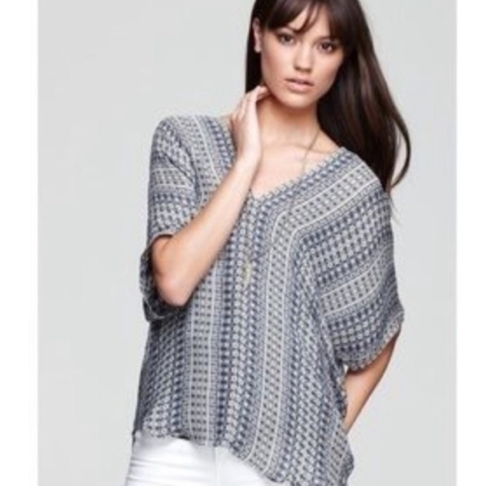 Vince Silk Aztec Print Kaftan Top, Medium
